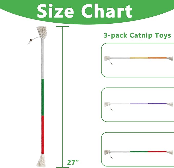 3pcs Safe Cat Rope Toy,Teeth Clean Toy for Cat, Cat Chew Toys for Indoor Cat,Kitten Interactive Toys-PawvioPets