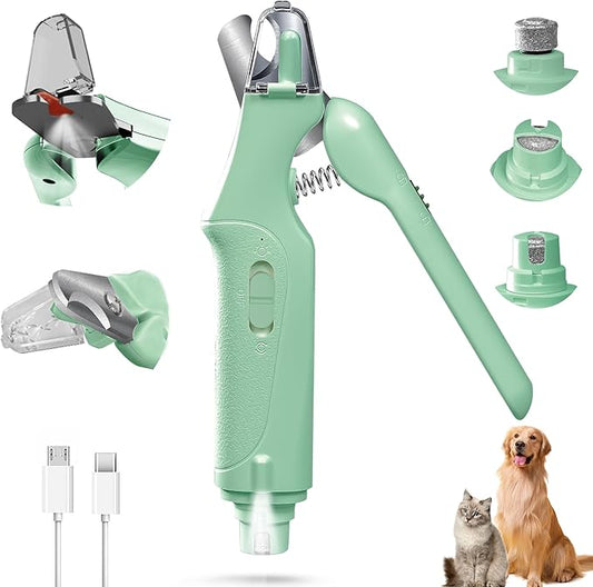 2 in 1 Dog Nail Clippers and Grinder with Lights & Cat Nail Clipper for Large Medium Small Dogs Cats Nail Trimmers USB Rechargeable with 2 LED Lights Dog Claw Care for Non-Black Nails-PawvioPets