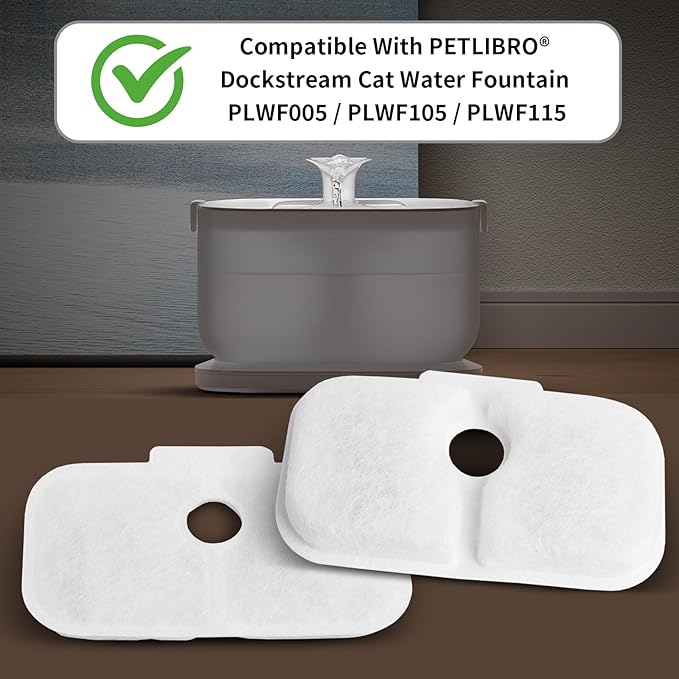 8 Pack Cat Fountain Filters & Sponges - No Trim Fit for PETLIBRO Dockstream PLWF Series (005/105/115/305) - Multi-Cat Homes-PawvioPets