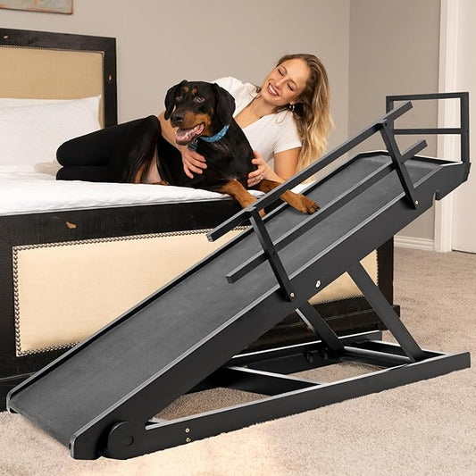 Aboron Antislip Folding Dog Ramp, Adjustable Pet Ramp for Bed/Couch/Car, Rubber Mat with High Traction, Great for Small & Large Old Dogs & Cats, Supports up to 200 lbs,63" Long-PawvioPets