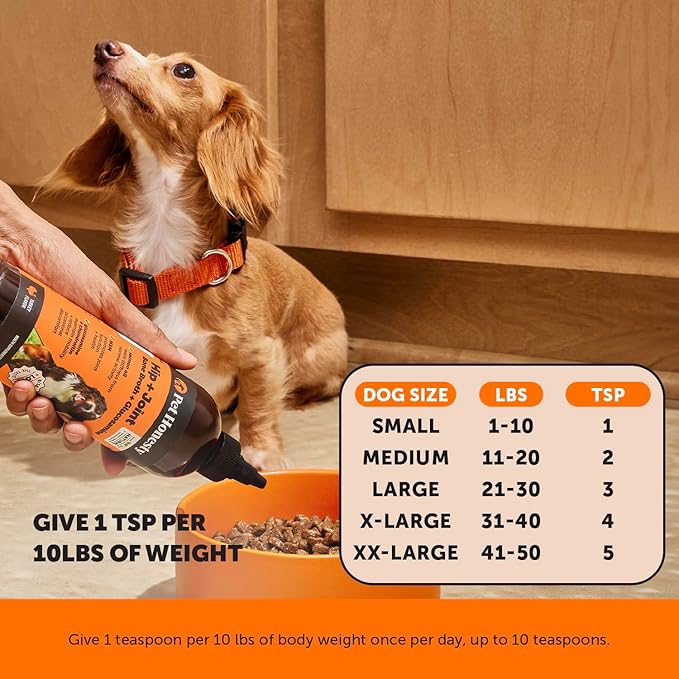 Dog Joint Supplement with Salmon Oil for Dogs - Ease Stiffness, Reduce Discomfort & Support Joint Mobility Liquid Supplement, Dog Food Topper Bone Broth with Glucosamine for Dogs (12 oz)-PawvioPets