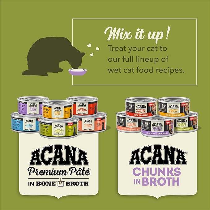 ACANA Chunks in Broth Wet Cat Food Chicken & Salmon Recipe for Kittens 5.5oz Cans (6 Count)-PawvioPets