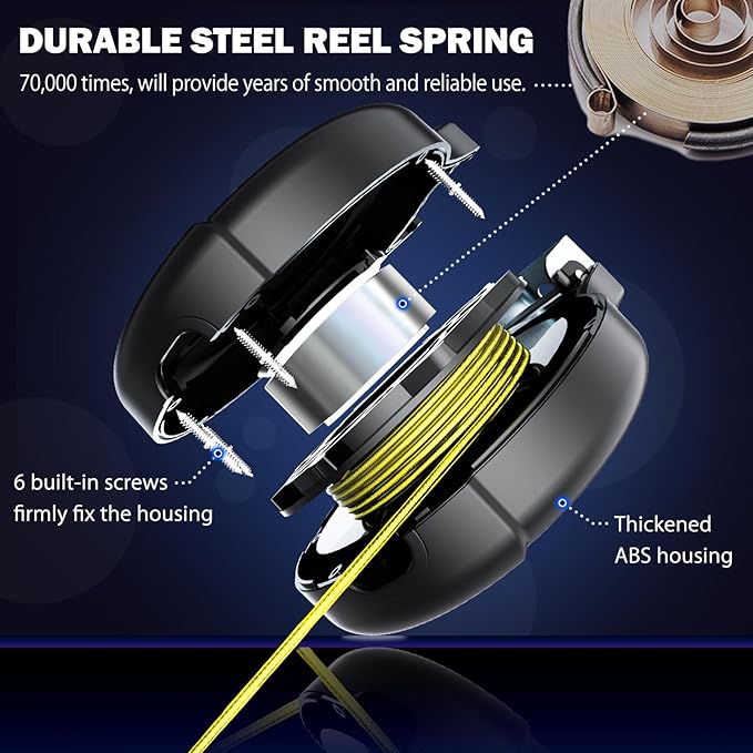 30ft Wall Mount Retractable Dog Tie Out Cable for Small to Large Dogs Between 20-75 lbs, Patented Retractable Dog Lead Great for Yard/Garden - Durable for 70,000 Cycles (Black, 30ft)-PawvioPets