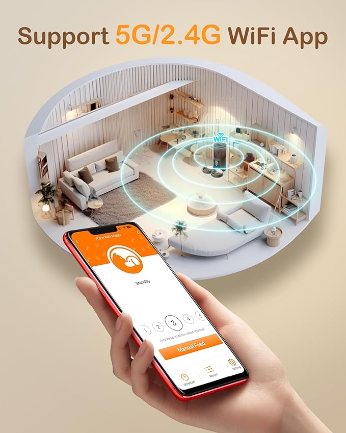 Automatic Cat Feeder 2 Cats - 5G WiFi Pet Feeder with APP Control, 6L Dry Food Dog Feeder with Blockage Alarms, 1-10 Meals Per Day-PawvioPets