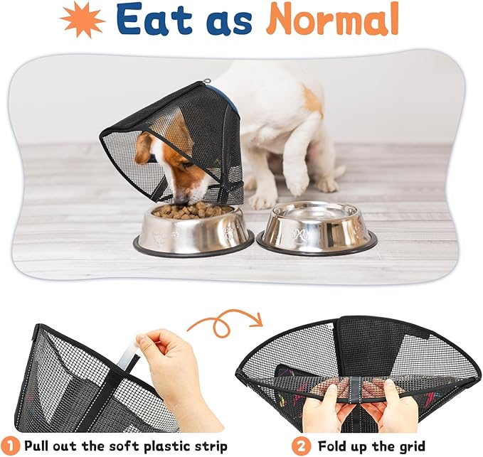 Dog Cone Collar to Stop Licking: Breathable Mesh Elizabeth Recovery Collar Alternative with Soft Padded After Surgery Neuter Spay Wound, for Large Medium, Small Dogs, Normal Eating and Drinking-PawvioPets