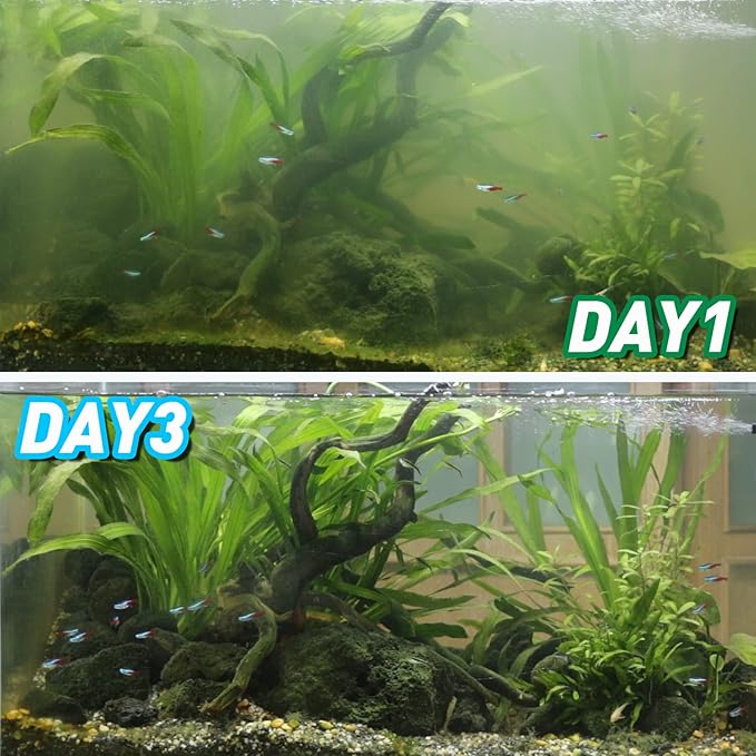 COOSPIDER Aquarium U-V Filter Green Clean Machine for 40-100 Gallon Fish Tank Crystal Clear 300GPH Submersible Water Pump Air Supply Wave Maker Green Killing-PawvioPets