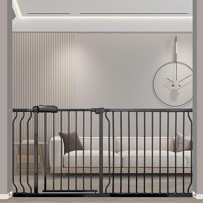 Extra Wide 62-67 Inch Baby Gates for Stairs, Doorways - No Drilling, Pressure Mounted Pet Gates for Kids & Dogs-PawvioPets