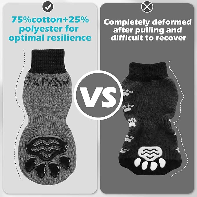 EXPAWLORER Anti Slip Dog Socks to Prevent Licking Paws, Dog Shoes for Hot Pavement, Dog Booties for Small Medium Large Senior Dogs, Traction Control Boots & Paw Protectors for Hardwood Floors-PawvioPets