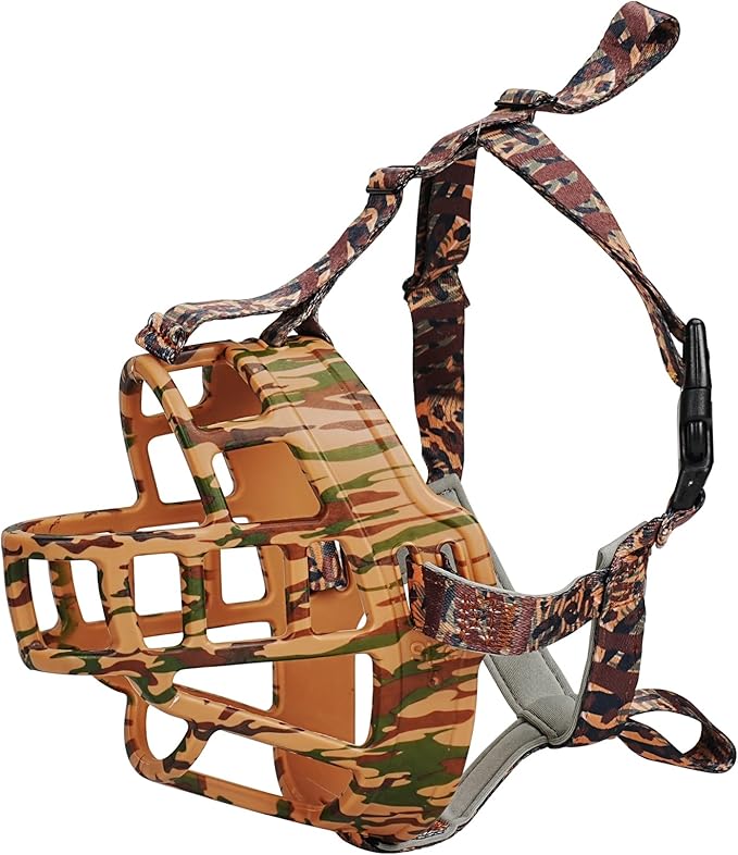 Basket Muzzle to Prevent Biting, Dog Muzzle for Large Medium Small Dogs Allows Panting Drinking Anti Chewing, Perfect for Grooming Trimming Training and Aggressive Reactive Dogs (Brown, Size 3)-PawvioPets