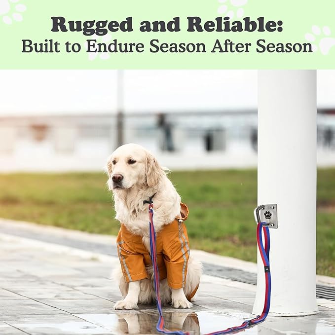 Canine Hitch- Secure Dog Leash Parking Mounted Indoor – Outdoor Wall Hook - Tie Out Stainless Steel Practical Lead Management for Home & Business, Ultimate Strength 2 Pack-PawvioPets