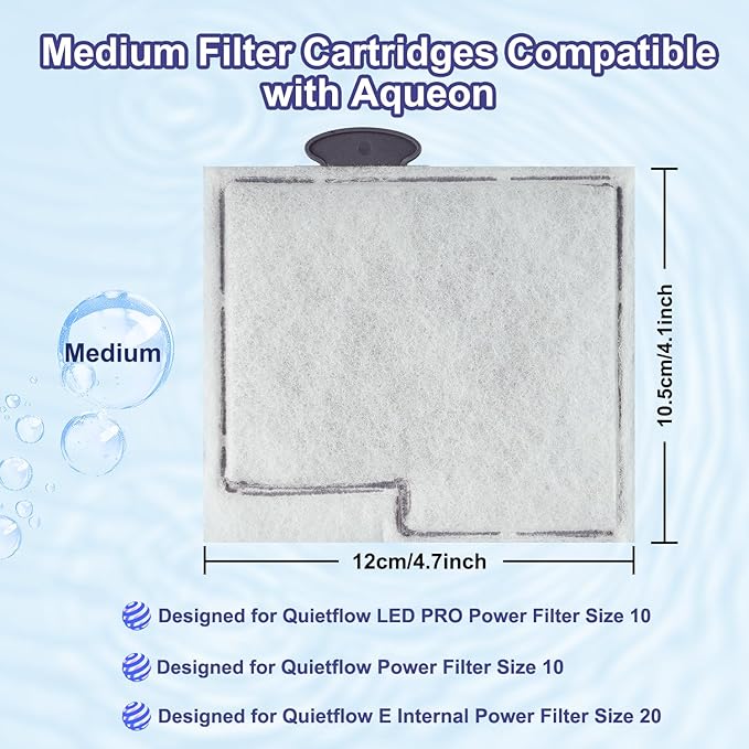 10 Pack Medium Filters Cartridges Compatible with Aqueon QuietFlow LED PRO Power Filter Size 10, E Internal Power Filter Size 20,10 Gallon Fish Tank-PawvioPets