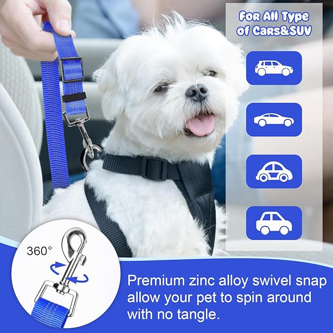 BWOGUE Pet Dog Cat Seat Belts, Car Headrest Restraint Adjustable Safety Leads Vehicle Seatbelt Harness (1 Pack)-PawvioPets