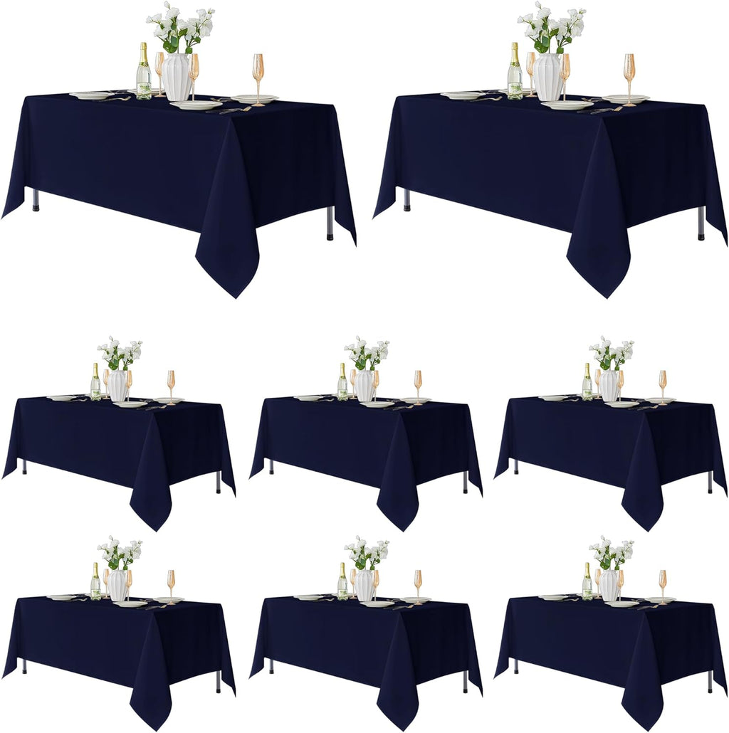 Fitable 8 Pack Table Cloth Rectangle Table: Stain and Wrinkle Resistant Tablecloth Rectangular, Washable Polyester Tablecloths for Wedding Party Dining Banquet Event Catering(Navy, 70x120 Inch)