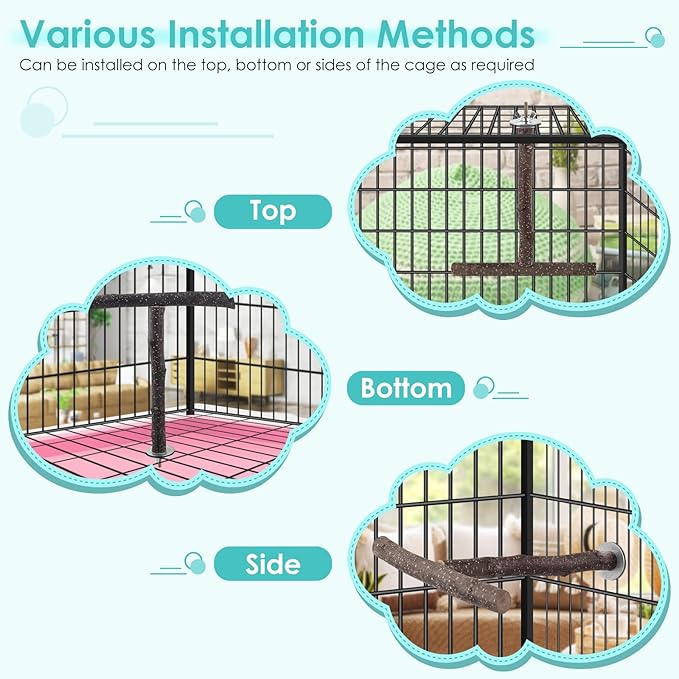 Bird Perches, 6 Pcs Natural Wood Parrot Perch Stand Chew Toys, Hanging Multi-Branch Parrot Perch Platform Swing Toy Cage Accessories for Small Parakeets, Budgies, Lovebirds, Canaries, Finches-PawvioPets