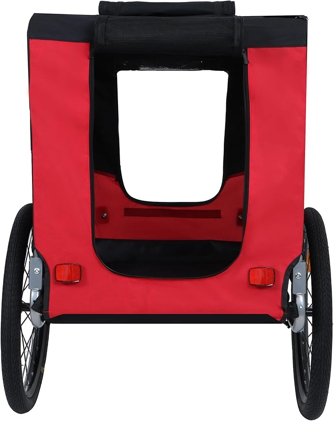 Blue-Grey Large Folding Bike Trailer for Dogs – Heavy-Duty Steel Frame, 66LB Capacity Pet Carrier for All-Terrain Cycling, Jogging & Camping Adventures!-PawvioPets