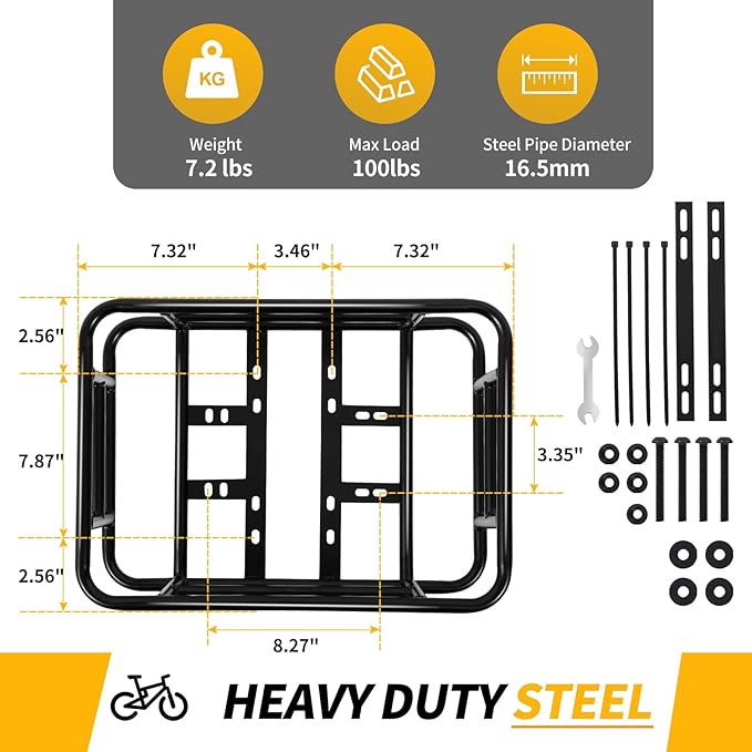 Bike Basket Rear with Liner,Waterproof Cover,Cargo Net Large Rear Bike Basket,Heavy Duty Bicycle Rear Basket for Electric Bike, Ebike,Great for Bike Trip,Carrying Grocery,Ball,Dog-PawvioPets