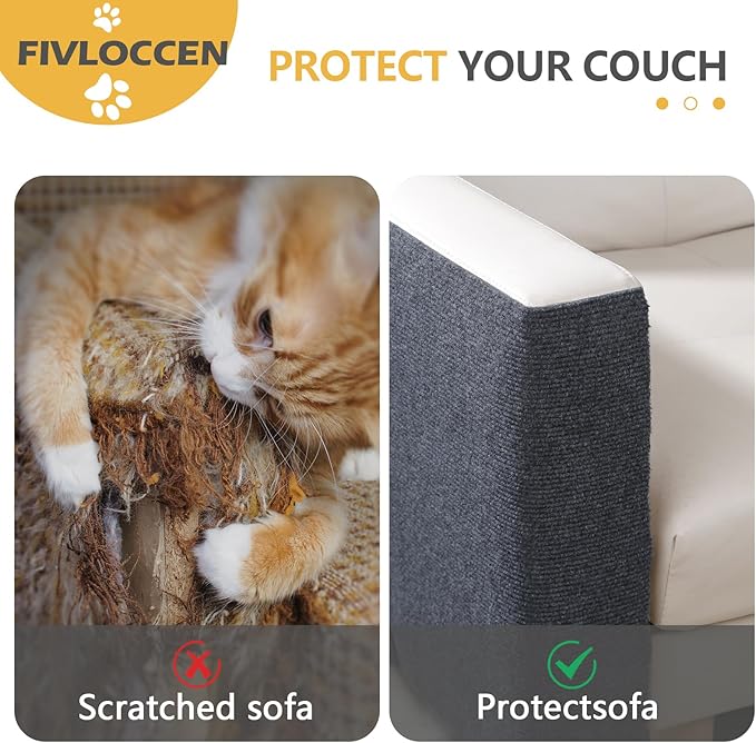 78.7"x15.8"Self-Adhesive Climbing Cat Scratch Protector Pads - Trimmable Furniture Guard for Sofa, Walls & Floors, DIY Cat Tree/Tower/Bed, Replaceable Scratch-Resistant Mats (Dark Gray)-PawvioPets