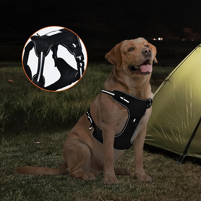 Amazon Basics No Pull Dog Harness, Adjustable Front Clip, Tactical Vest, X-Large, Black-PawvioPets