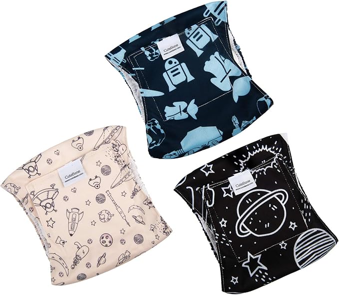 CuteBone Male Washable Dog Diapers Belly Bands 3pcs a Pack DM05L-PawvioPets