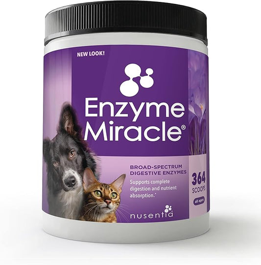 Digestive Enzymes for Dogs & Cats : Protein, Carbs, Starches & Fats Digestion : Supports Diet Change : Enzyme Miracle (364 Scoops, Powder)-PawvioPets