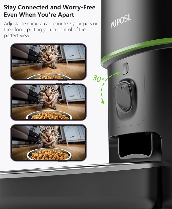 Automatic Cat Feeder with Camera - 5G WiFi Auto Cat Food Dispenser, 1080P HD Video with Night Vision, 1-15 Meals, 1-99 Portions, 2-Way Audio, Keeps Food Fresh, Timed Pet Feeder Also for Dogs-PawvioPets