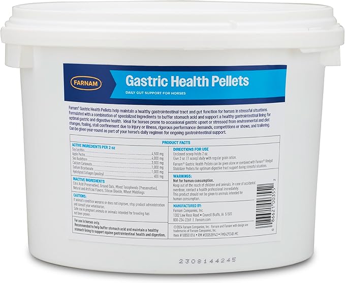 Farnam Gastric Health Pellets, Daily Gut and Digestive Health Supplement for Horses Helps Maintain a Healthy Gastrointestinal Tract and Gut Function-PawvioPets