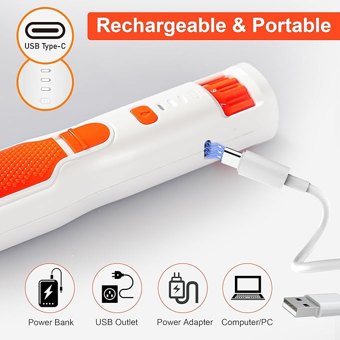 Dog Nail Grinder 7-Speed & 360° LED Light, Professional Pet Nail Grinder for Dogs and Cats, Electric Dog Nail Trimmer Painless Paws Grooming & Smoothing Tool for Large Medium Small Dogs Cats Pets-PawvioPets