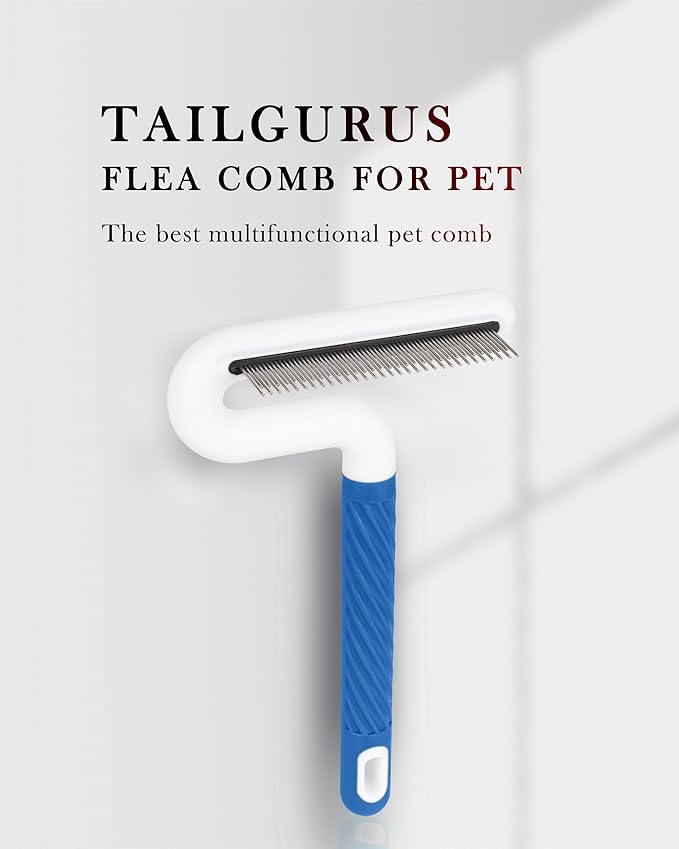 Flea Comb, TailGurus Effective Flea Comb for Cats & Dogs - Shedding Brush for All Pets - Long Hair Friendly - Durable - Versatile & Safe - Durable, Safe & Versatile - Portable, Pet-Friendly(TG2042)-PawvioPets