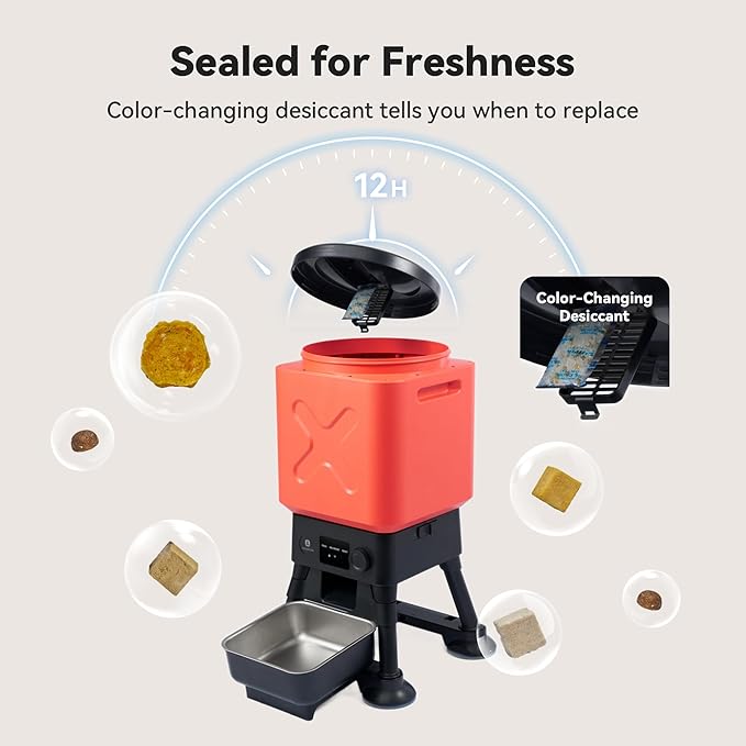 14L Automatic Dog Feeder for Large Breed – Extra Large Capacity, Anti-Blockage, Timed Auto Dog Food Dispenser, Dual Power Supply, Stainless Steel Bowl-PawvioPets