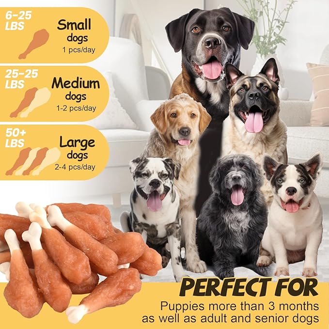 ASMPET Dog Treats Chews Rawhide Free Real Chicken Calcium Bone Snacks, Teeth Clean Breath Fresh Dog Training Treats-PawvioPets
