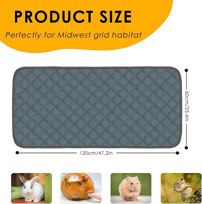 4 Pack Guinea Pig Cage Liners Washable Guinea Pig Bedding Super Absorbent | Waterproof | Non Slip| Reusable Guinea Pig Pee Pads for Small Animals Cages Rabbit Hamster Rat - 48" x 24"-PawvioPets