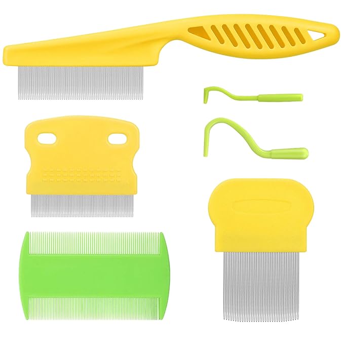 Cat & Dog Comb Set - Fine Tooth Grooming Comb for Dandruff & Hair Removal (Yellow)-PawvioPets