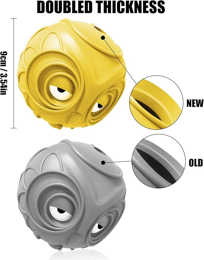 Giggle Ball for Dogs Owl Toys for Puppy Interactive Dog Toy Medium Large Dogs Natural Rubber Cute Hoot Fun Gift for Dog (Yellow Owl)-PawvioPets