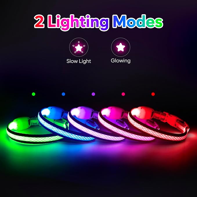 Flashseen LED Cat Collar,Light Up Dog Collar Rechargeable, Dog Lights for Night Walking, Comfortable Soft Mesh Pet Collar Adjustable for Cats Puppy and Small Dogs(Blue, XS)-PawvioPets