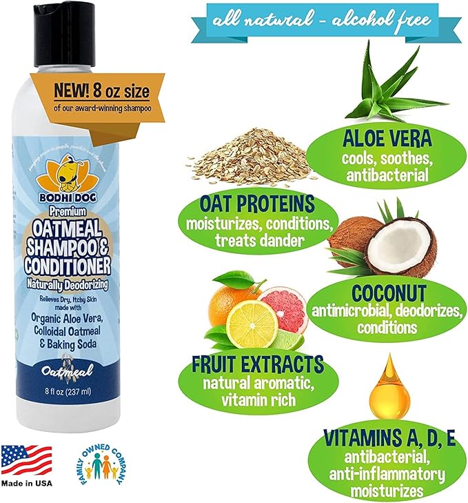Bodhi Dog Shampoo Brush & Oatmeal Shampoo and Conditioner Bundle - Grooming Essentials for Pets, Short Hair Scrubber, Soothes and Moisturizes Dry, Itchy Skin - Hydrates & Nourishes-PawvioPets