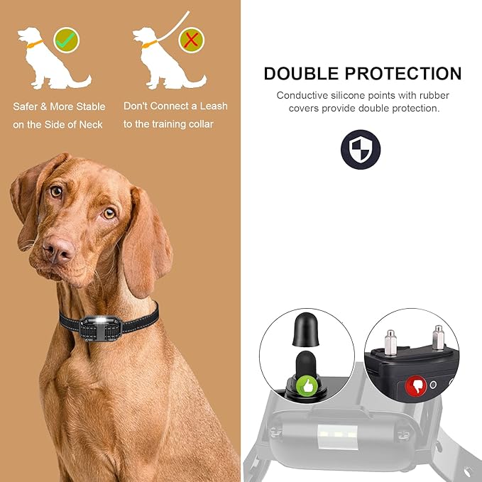 Electric Dog Training Collar with Remote 1640FT, E-Shock, Safe Training Modes, Rechargeable IP67 Waterproof Collars for 2 Dogs-PawvioPets