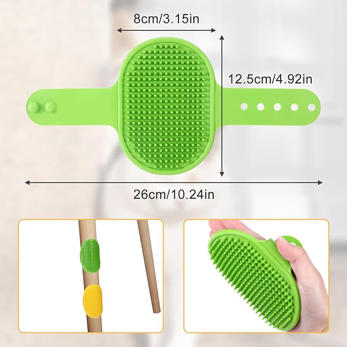 4Pcs Adjustable Cat Self Groomer, Silicone Cat Brushes for Indoor Cats Grooming Self Cleaning, Cats Face Scratchers Massager for Corner Scratcher, Pet Supplies (Green & Yellow)-PawvioPets