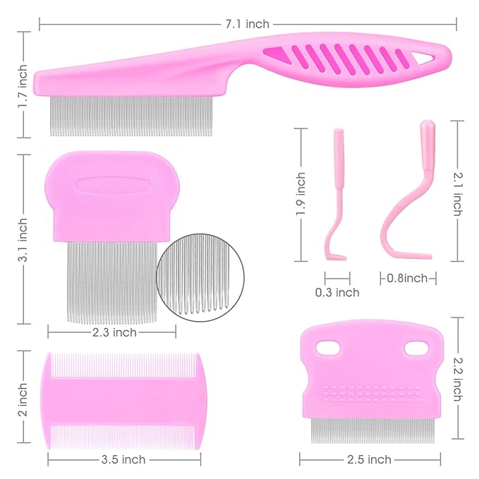 Cat & Dog Grooming Set - Fine Tooth Comb For Grooming And Removing Dandruff Flakes Remove Float Hair Tear Marks (pink)-PawvioPets