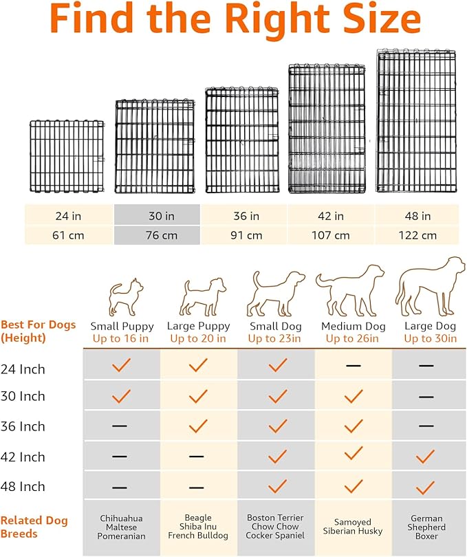 Amazon Basics Foldable Octagonal Metal Exercise Dog Playpen - Indoor/Ou, , Blacktdoor, No Door, Small (8 Panels, 24 x 30), Easy to assemble, store, and customize, 30" - Small, Black-PawvioPets