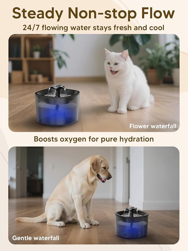 Automatic Cat Feeder and Water Fountain, 4L/16 Cups Timed Cat Dry Food Dispenser, 10s Meal Call, 20 Portions 6 Meals Per Day, 2L Cats Fountains for Drinking with Filter, Pet Feeder for Dog White-PawvioPets