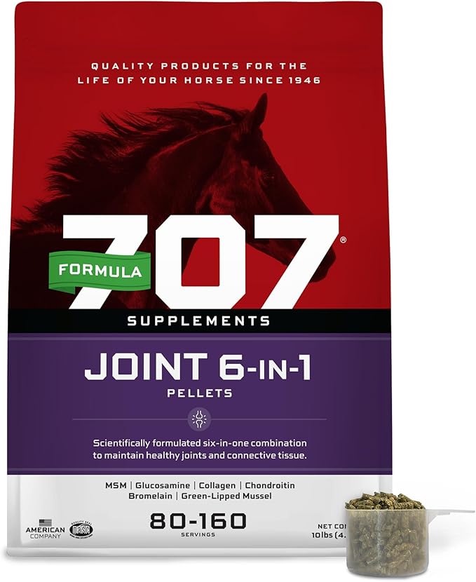 Formula 707 Joint 6in1 Equine Supplement 10 lb Bag – Support for Joint Integrity and Inflammatory Response in Horses – Green-Lipped Mussel, MSM, Glucosamine, Chondroitin & Collagen-PawvioPets