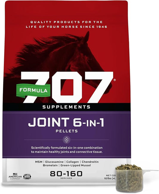 Formula 707 Joint 6in1 Equine Supplement 10 lb Bag – Support for Joint Integrity and Inflammatory Response in Horses – Green-Lipped Mussel, MSM, Glucosamine, Chondroitin & Collagen-PawvioPets