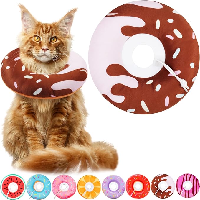 Cat Cone Collar Soft, Cat Recovery Collar for Wound Healing Cute Cat Adjustable Cat Cones to Stop Licking Comfortable Lightweight Neck Elizabethan Collars for Cats Purple-PawvioPets