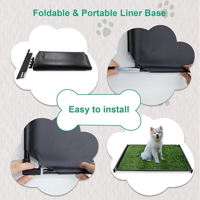 Dog Grass Pad with Tray, 35" X 23" Large Indoor/Outdoor Potty Training Pad, Durable Leak-Proof Tray and Reusable Puppy Grass Pads, Easy Clean Portable Pet Relief System for Small to Medium Dogs-PawvioPets