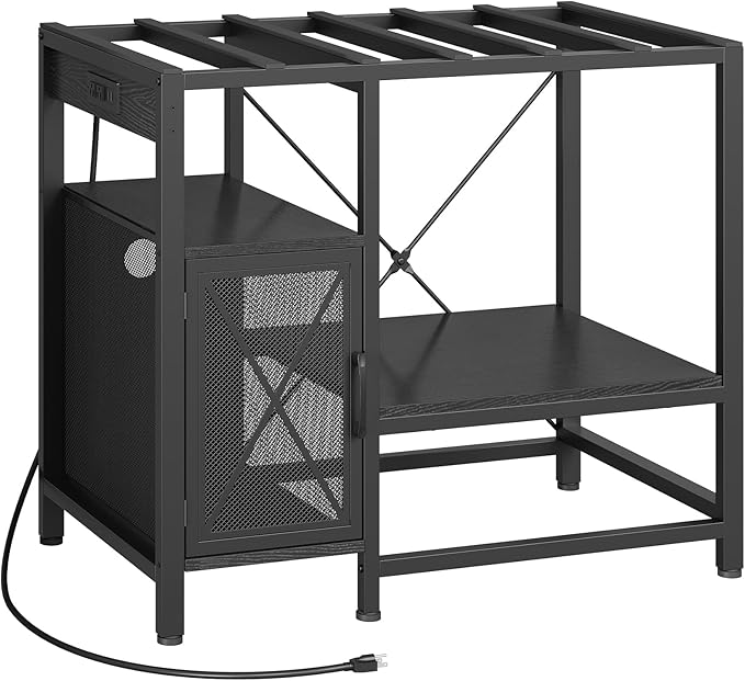 40-50 Gallon Fish Tank Stand, Aquarium Stand with Power Outlet and Storage Cabinet, Heavy Duty Tank Stand Suitable for Turtle Tank, Reptile Terrarium, for Home Office, Black FTBK50E01-PawvioPets