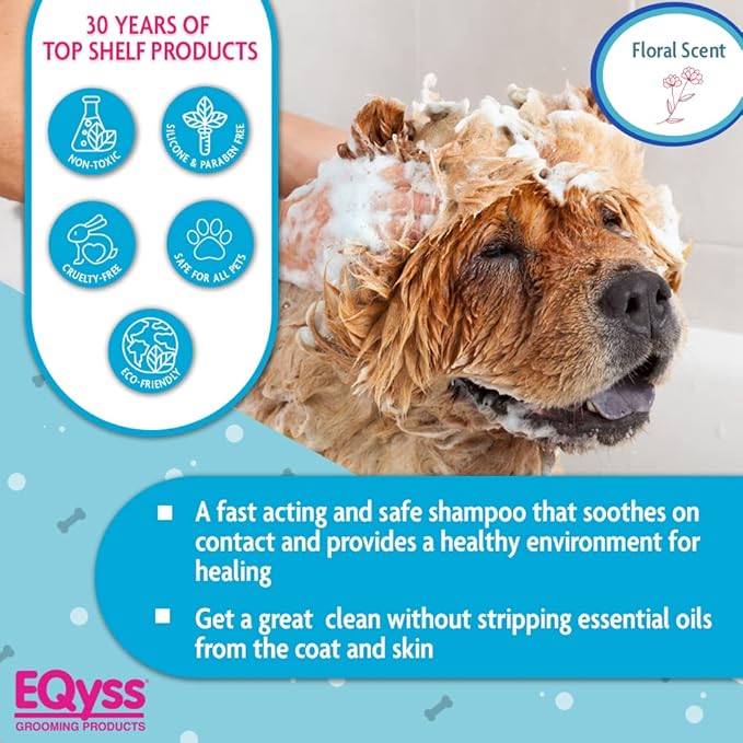 EQyss Micro-Tek Pet Shampoo - Soothes Dry Irritated Skin on Contact, Stops Itching, Scratching, Biting, Licking Hot Spots - for Cats & Dogs (128 oz)-PawvioPets