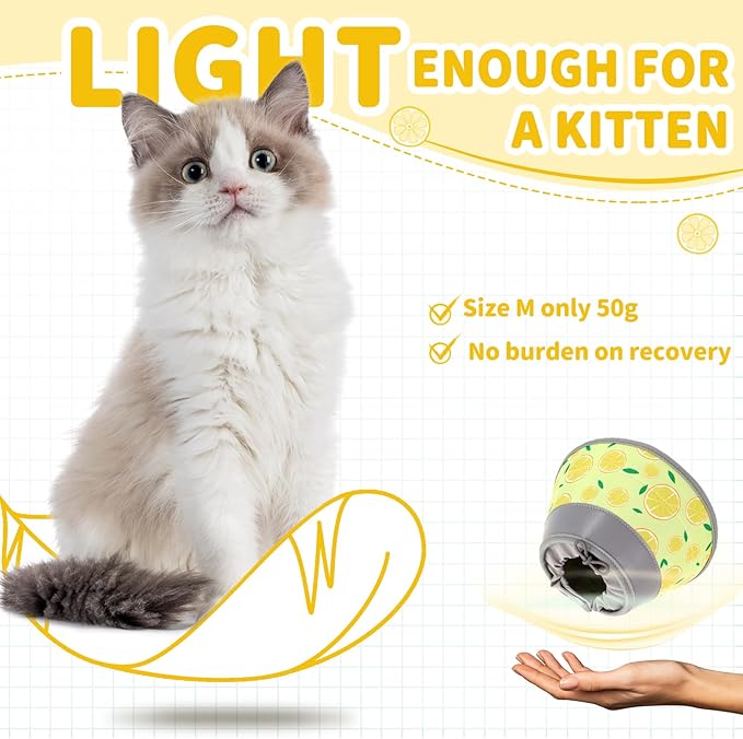 Cat Cone Collar Soft, Comfortable Cat Recovery Collar Pet Cone for Small Large Cats, Lightweight Elizabethan Collar for Cats Kittens After Surgery Prevent from Licking Wounds, Yellow, M-PawvioPets