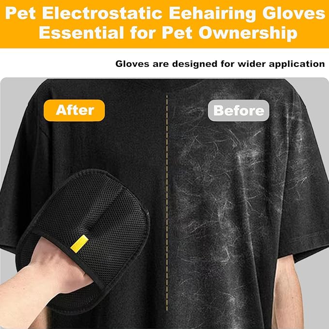2 Pack Pet Hair Removal Gloves for Cats & Dogs,2025 Electrostatic Pet Hair Removal Gloves for Bedding,Reusable & Washable Efficient Grooming Gloves for Clothing,Furniture,Carpet,Car Seat,Pet Grooming-PawvioPets