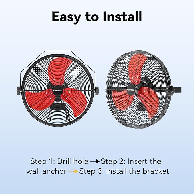 14 Inch Wall Fan Pro Series - Waterproof Motor High Velocity Wall Mount Fans for Commercial, Residential, Warehouse, Covered Patio, Shop, Garage, Barn, Gazebo 3 Speed 3000 CFM UL Safety Listed-PawvioPets