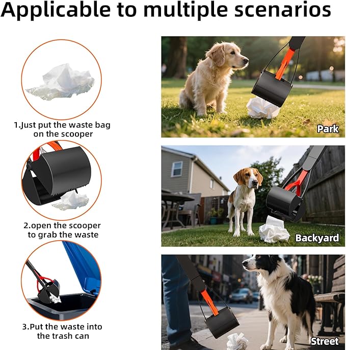 2 Pack 32 Inch Foldable Dog Pooper Scooper,Dog Poop Pick Up Tool for Large&Small Dogs,Sturdy & Light Weight,Easy to Carry and Clean-PawvioPets